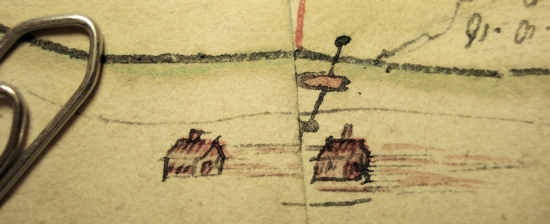 Zwei Häuschen am Rande der Karte